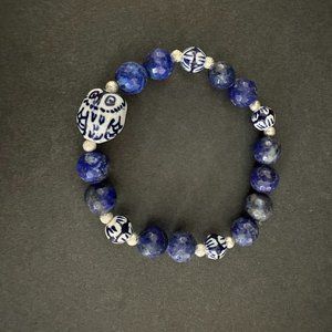 Divine Treasures Lapis Lazuli & Painted Ceramic Beads